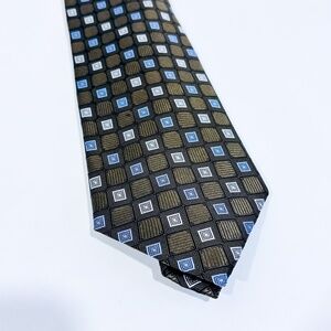 DISTINCTION‎ Green patterned silk tie | Classic design *